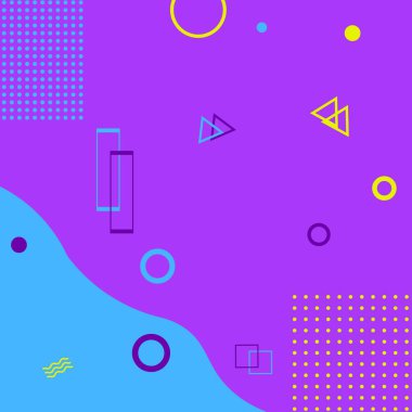 Geometrik şekilli mor arkaplan üçgen, kare, daire
