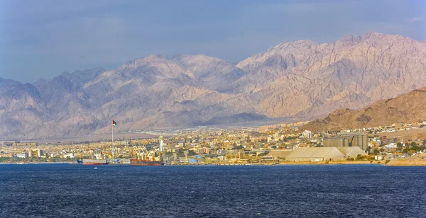 Aqaba waterfront and Aqaba sea port, Jordan. — Stock Photo, Image