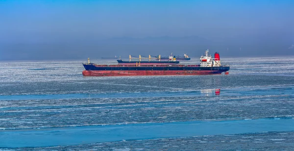 Navires de charge dans la glace — Photo