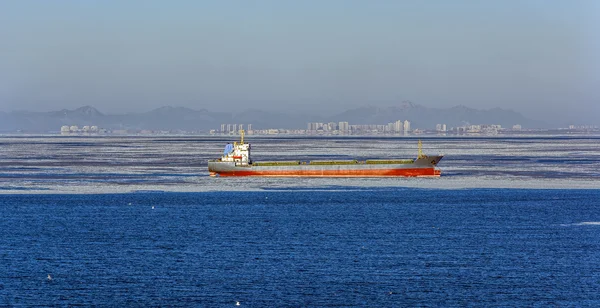 Cargo ships in ice