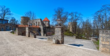 Cesis castle park, Cesis, Latvia in spring clipart
