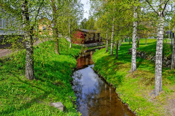 라우 마에서 구시가지에서 작은 Raumanjoki 강 — 스톡 사진