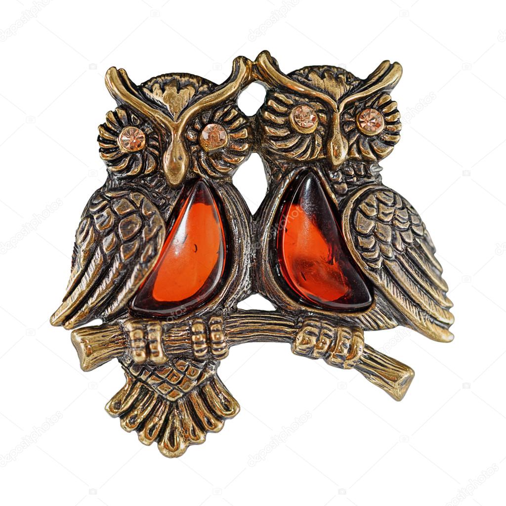 Women's brooch with amber