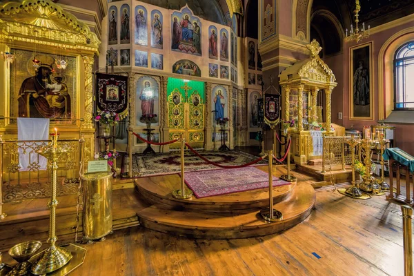 Staraya Ladoga Old Ladoga Russland 2020 Goldverziertes Interieur Der Orthodoxen — Stockfoto