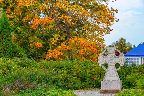 Memorial Cross One Ancient Historical Forms Stone Crosses Novgorod Land — Stock Photo, Image