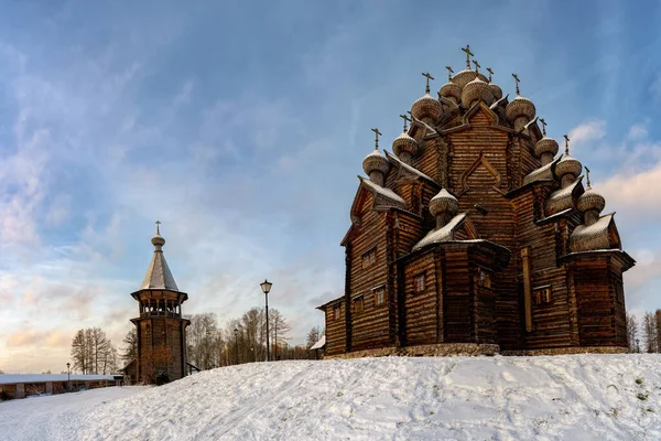 Restored Orthodox Wooden Twenty Five Headed Church Intercession Blessed Virgin — Stock Photo, Image