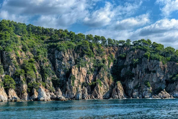 Winding Coastline Spanish Mediterranean Sea Lush Green Vegetation Lloret Mar — Stock Photo, Image