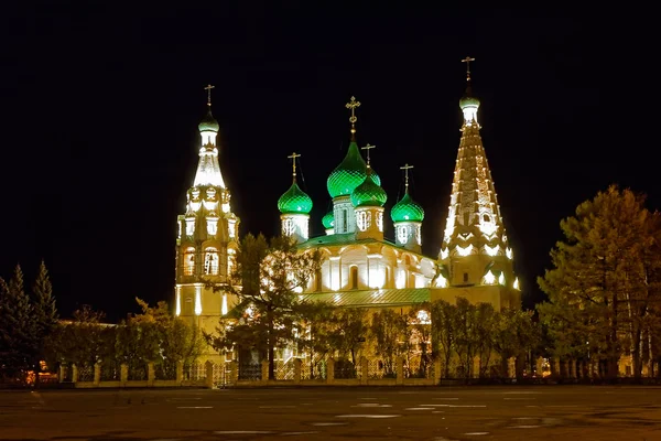 Church of Elijah the Prophet in Yaroslav at night — Stock Photo, Image