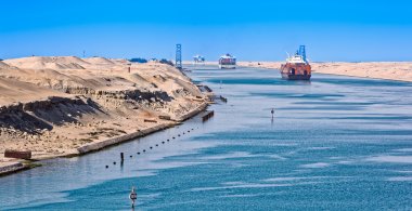 Ships in the Suez Canal clipart