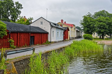 Old wooden houses on waterfront