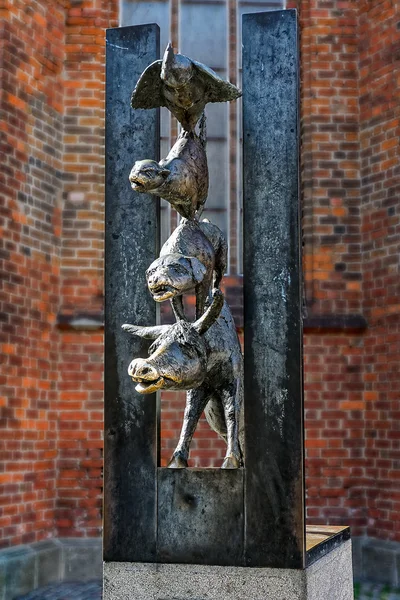 Muzykanci z Bremy Spiżowa statua w Rydze — Zdjęcie stockowe