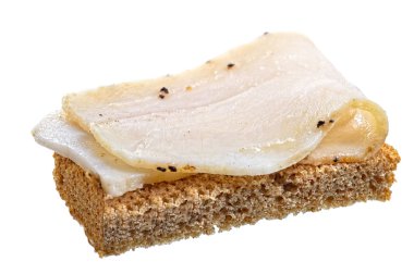 Füme tuzlanmış domuz yağı sarımsak ve çavdar ekmeği