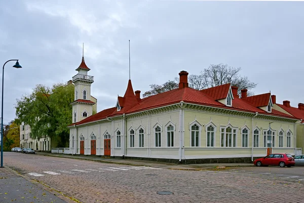 Finlandii najstarszych drewnianych posterunków straży pożarnej w Kotka. — Zdjęcie stockowe