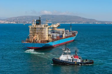 Römorkör ve konteyner gemisi