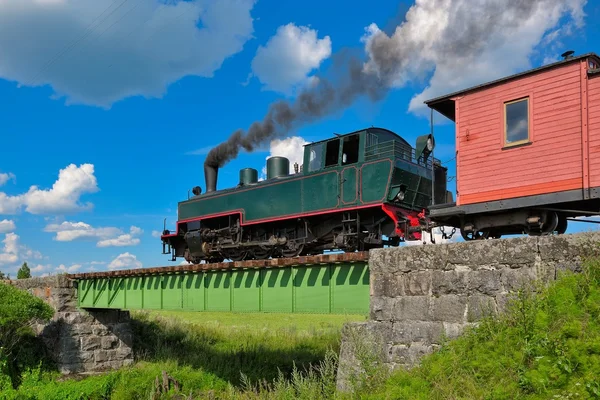 Train à vapeur à voie étroite . — Photo