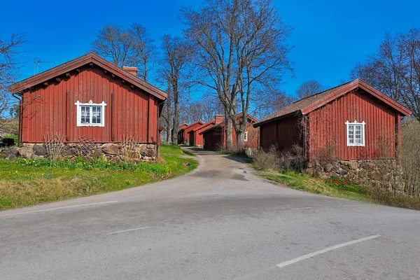 Röda trähus — Stockfoto