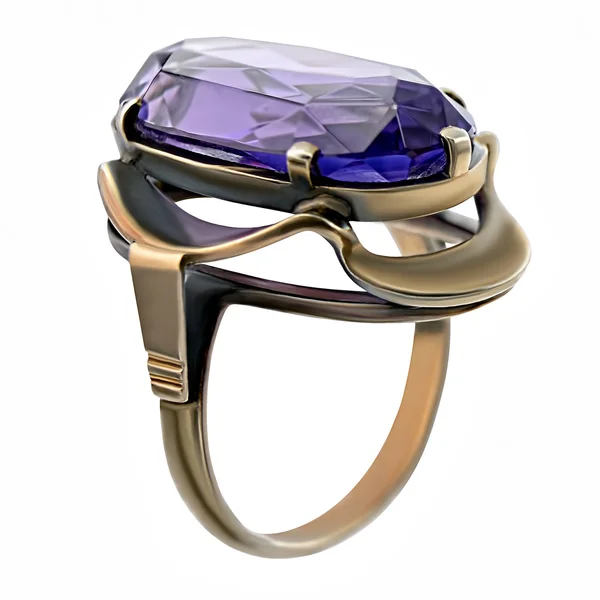 Antyczne Srebrny pierścionek z niebieskim klejnot — Zdjęcie stockowe