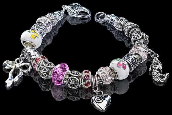 Beads and gems bracelet — Stock Photo, Image