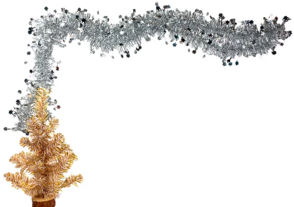 Weihnachten (oder Neujahr) goldener und silberner Rand mit Baum — Stockfoto