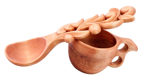 Cucchiaio e ciotola di legno — Foto Stock