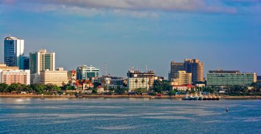 Sunset panorama of Dar Es Salaam City Centre clipart