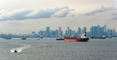 Singapur limanda bekleyen kargo gemileri