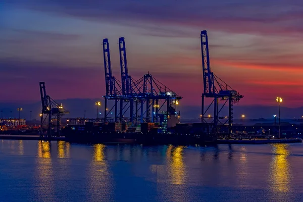 Night view of container terminal — Stock Photo, Image