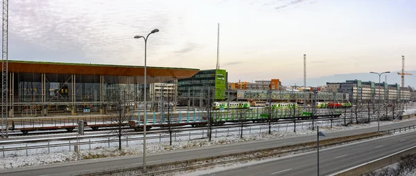 Winter raylway station panorama — Stock Photo, Image