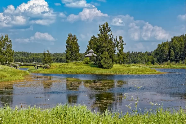 Альтанка на березі озера — стокове фото