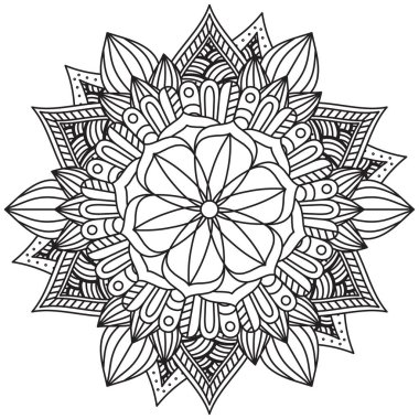 Yaprak Çiçeği Renklendirme Mandala Sanat Basit Grafik Şekli Vektör Çiçek Çiçek Özgün Vinç Dekoratif Elementler Şablonu İslam Arap Mistik Dini Lotus
