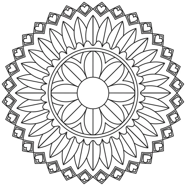 Kwiat Liścia Kolorowanki Mandala Sztuki Proste Graficzny Kształt Wektor Kwiatowy — Wektor stockowy
