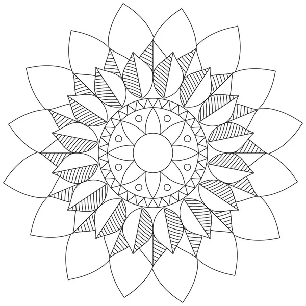 Feuille Coloriage Fleur Mandala Art Simple Graphique Forme Vectorielle Floral — Image vectorielle