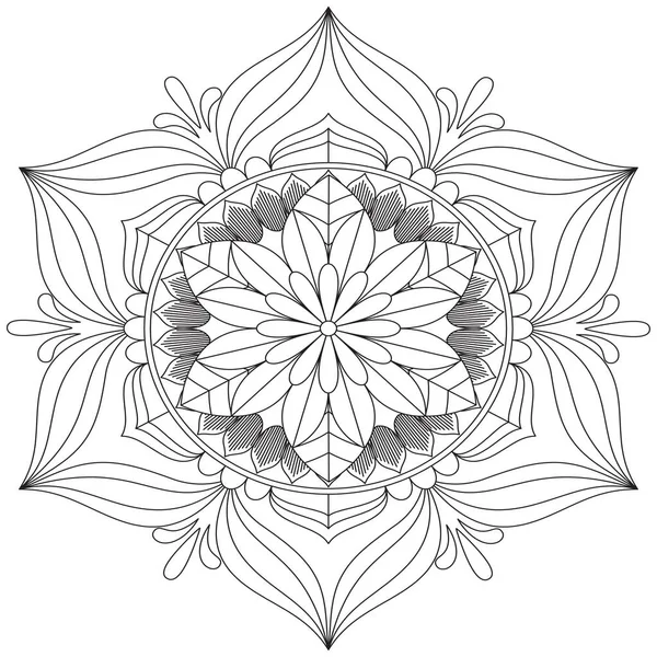 Mandala Vector Folha Flor Coloração Arte Simples Gráfico Forma Floral — Vetor de Stock