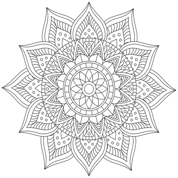 Mandala Vector Hoja Flor Colorear Arte Forma Gráfica Simple Floral — Archivo Imágenes Vectoriales