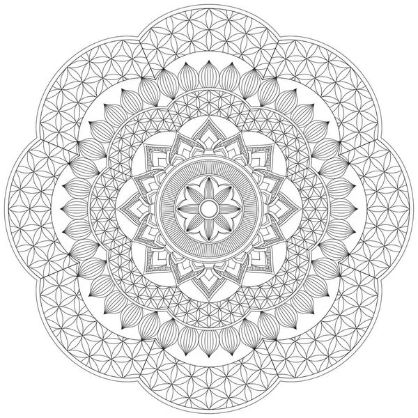 Mandala Vector Leaf Flower Coloring Art Simple Graphic Shape Floral — Stock Vector