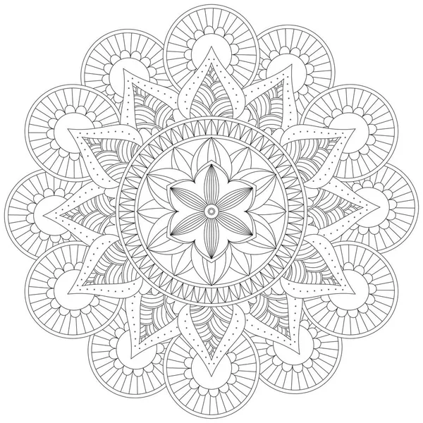 Mandala Vector Leaf Flower Coloring Art Simple Graphic Shape Floral — 스톡 벡터