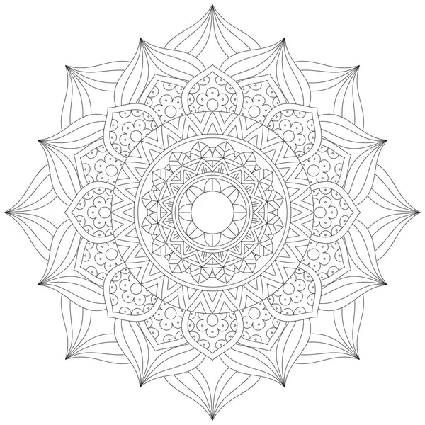 Mandala Vector Folha Flor Coloração Arte Simples Gráfico Forma Floral — Vetor de Stock