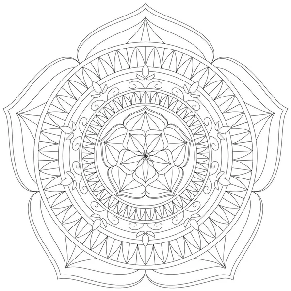 Mandala Vektor Blatt Blume Färbung Kunst Einfache Graphische Form Floral — Stockvektor