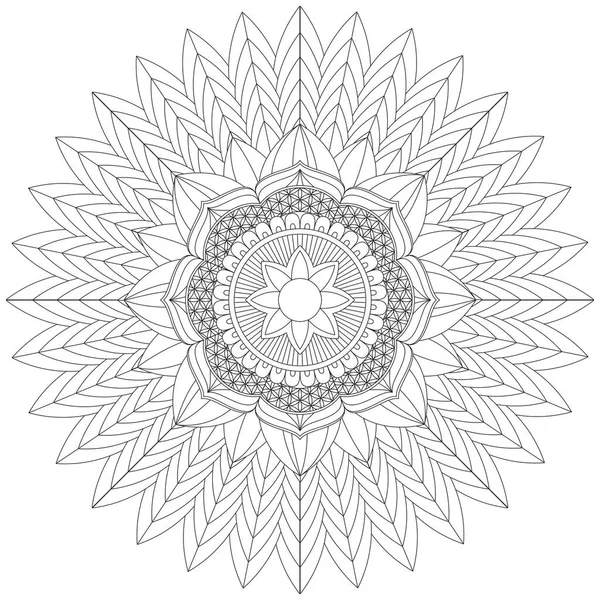 Mandala Vector Leaf Flower Coloring Art Simple Graphic Shape Floral — Image vectorielle