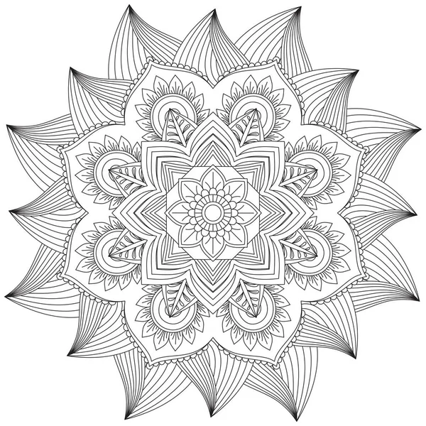 Mandala Vector Folha Flor Coloração Arte Simples Gráfico Forma Floral — Vetor de Stock