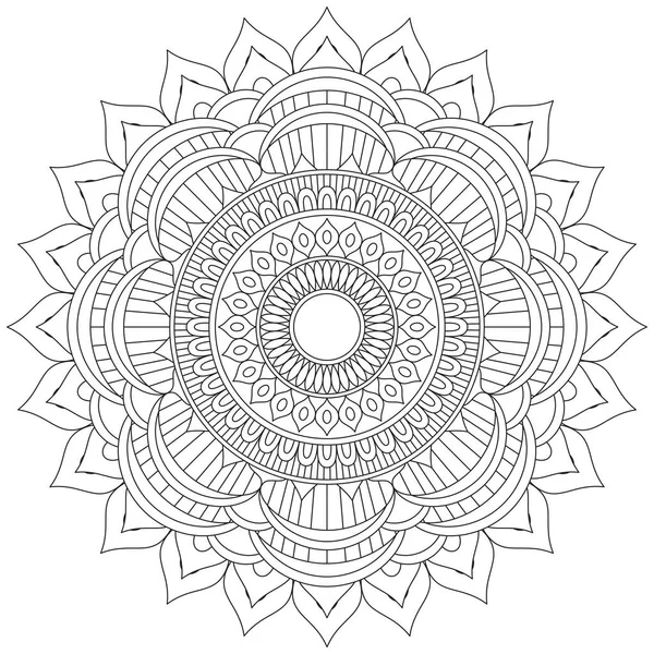 Mandala Vektor Levél Virág Színezés Művészet Egyszerű Grafikai Alak Virágos — Stock Vector