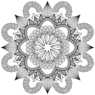 Mandala Vektörü Yaprak Yaprağı Taç Renk Sanatı Basit Grafiksel Şekil Çiçek Özgün Özgün Özgün Özellikler İslam İslam Hint Mistik Dini Nilüfer Yazdırma Sanatı Kumaş Tekstil Sembolü