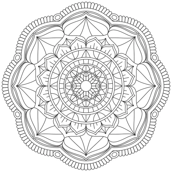 Mandala Wektor Liść Kwiat Fioletowy Kolorowanka Sztuka Prosta Grafika Kształt — Wektor stockowy