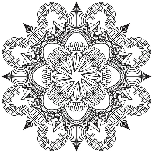 Mandala Wektor Liść Kwiat Fioletowy Kolorowanka Sztuka Prosta Grafika Kształt — Wektor stockowy