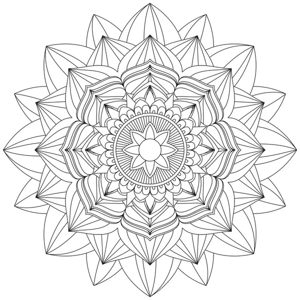 Mandala Vector Folha Flor Coloração Arte Simples Gráfico Forma Floral — Vetor de Stock