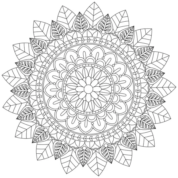 Mandala Vektörü Yaprak Renk Sanatı Basit Grafiksel Şekil Çiçek Tasarımı — Stok Vektör