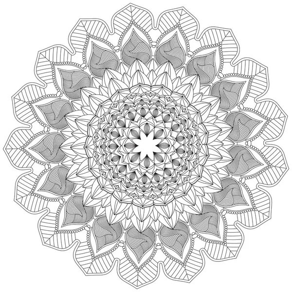 Mandala Vettoriale Foglia Fiore Colorazione Arte Semplice Forma Grafica Floreale — Vettoriale Stock
