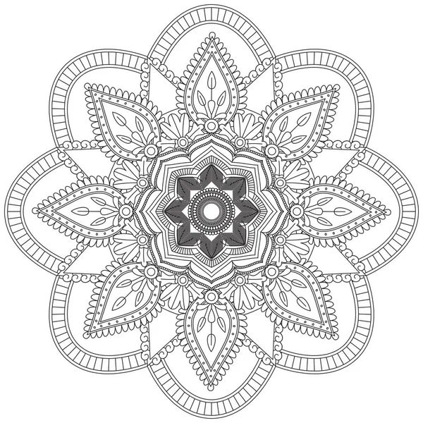 Mandala Vector Leaf Flower Coloring Art Simple Graphic Floral Oriental — Image vectorielle