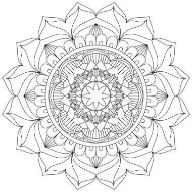 Mandala Vektörü Yaprak Renklendirme Sanatı Basit Grafik Çiçek Doğulu Klasik Resim İslami Hint Mistik Dini Ahlakı Nilüfer Yazdırma Kumaşı Tekstil Sembolü Tekstil Sembolü 