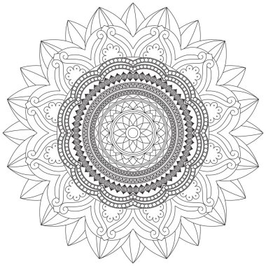 Mandala Vektörü Yaprak Renklendirme Sanatı Basit Grafik Çiçek Doğulu Klasik Resim İslami Hint Mistik Dini Ahlakı Nilüfer Yazdırma Kumaşı Tekstil Sembolü Tekstil Sembolü 